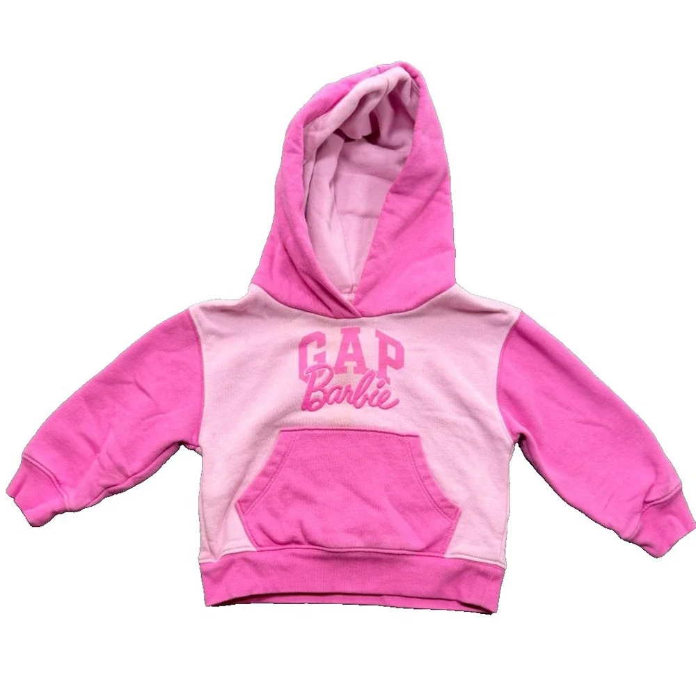 GAP Barbie Hoodie Sweatshirt Toddler Girls 2T Pink Colorblock Fleece 655156-00
